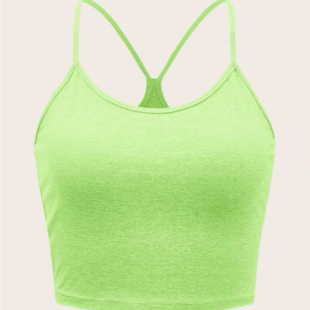 Crop Tank top, shien, small, lime green, silky